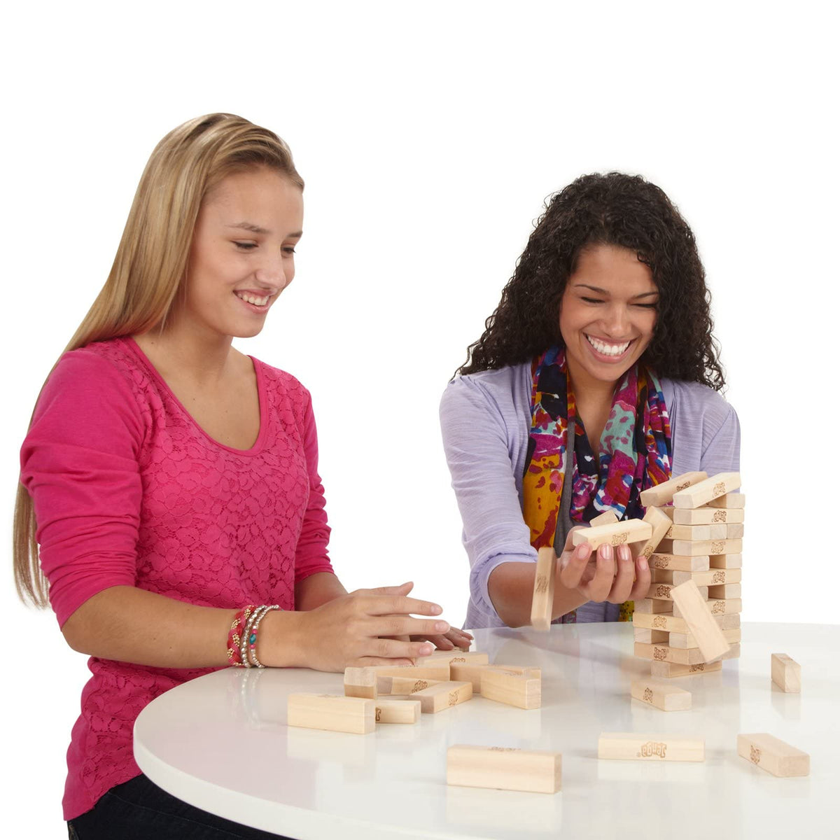 Wooden Stacking Tower Game — close-up of smooth wooden blocks