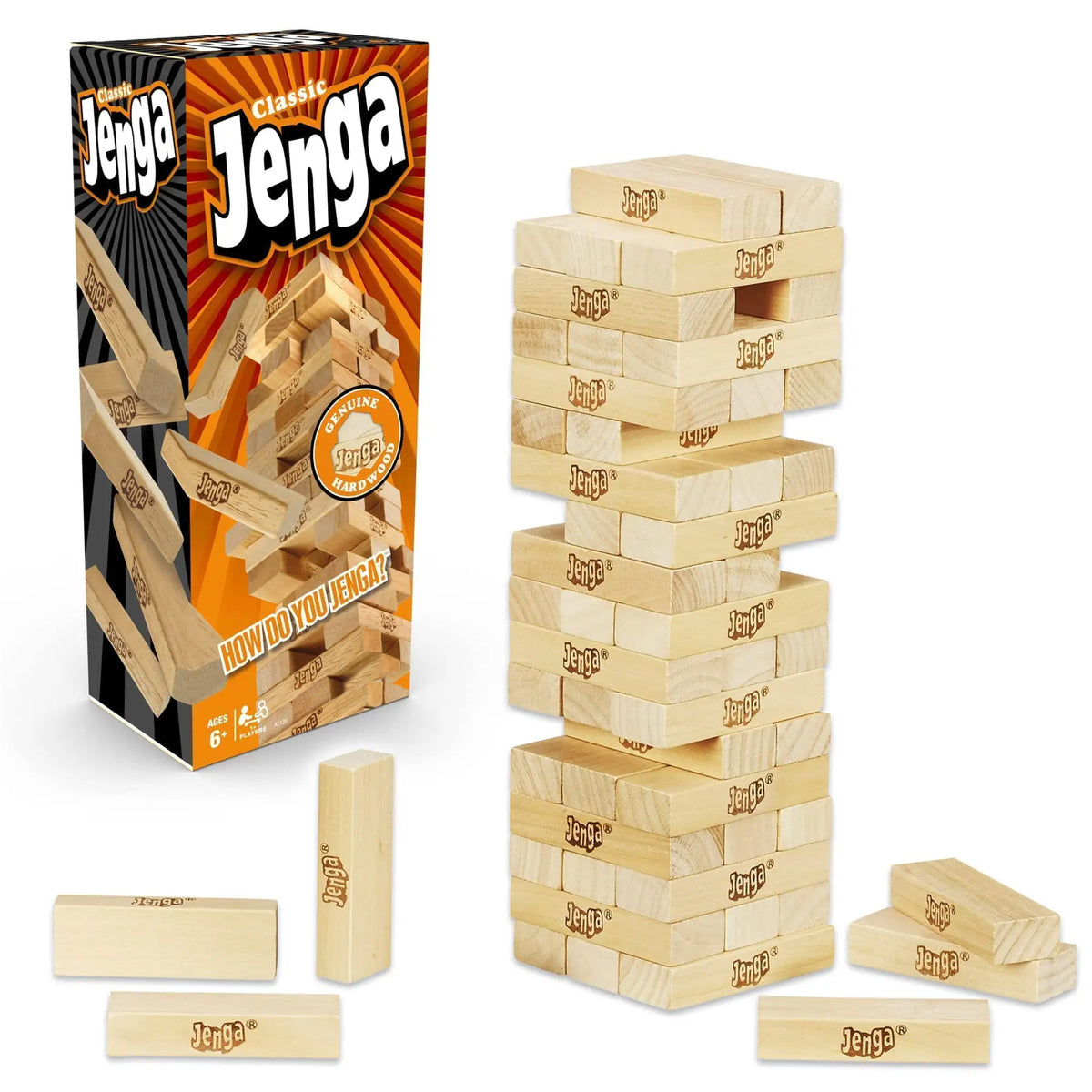 Wooden Stacking Tower Game — tower fully built