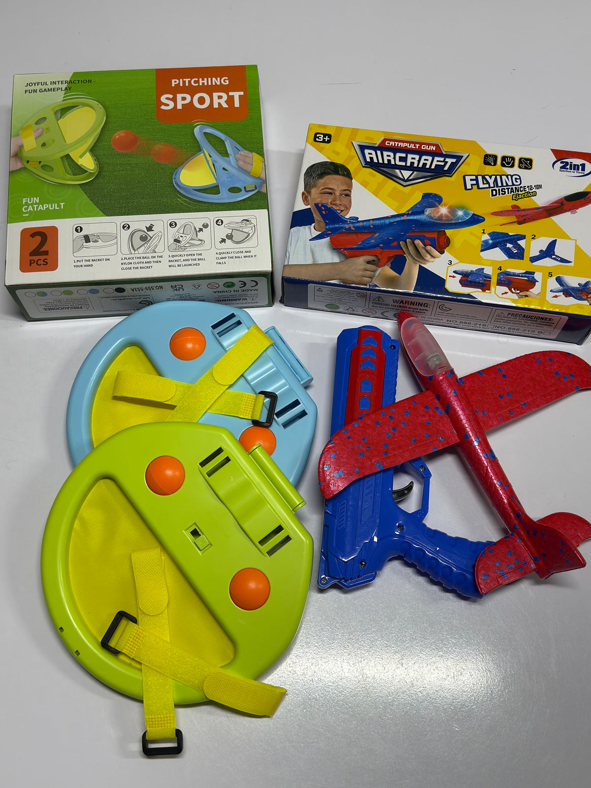 2 in 1 Fun Outdoor Bundle — Catapult Aeroplane Launcher & Catch and Throw Game