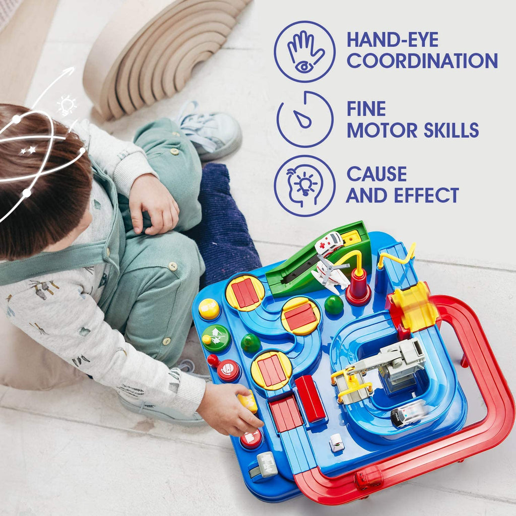 Car Adventure City Rescue Vehicle Playset for Kids — Mini Rescue Cars with Ramps & Slide