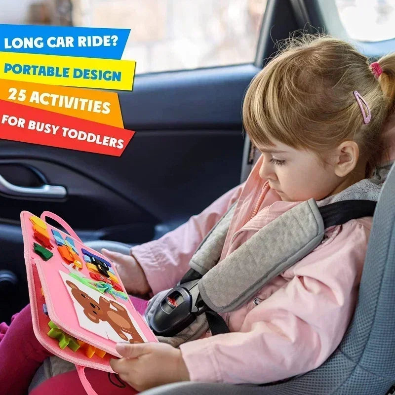 Montessori Busy Book — toddler using the book