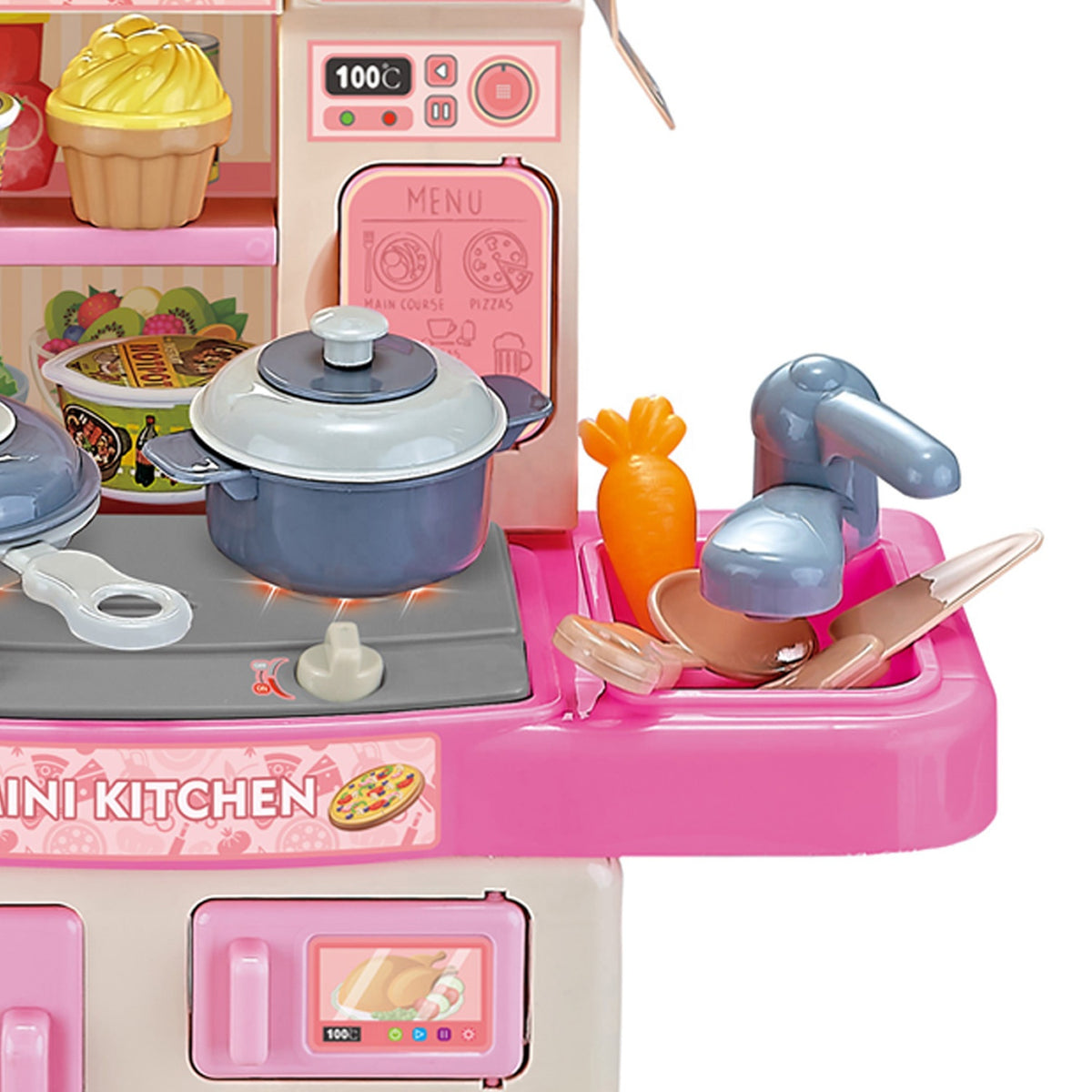 Kids Kitchen Set — pretend food and utensils included