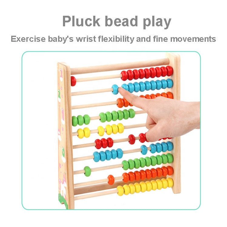 10-Row Wooden Abacus — close-up of solid wood frame