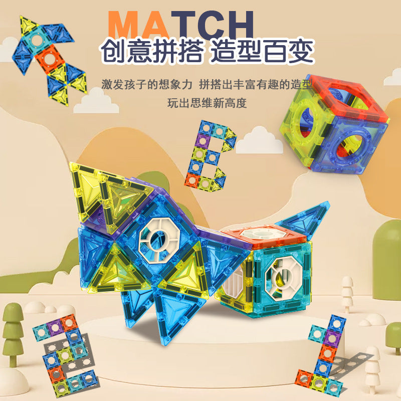 Magnetic Pipeline Building Blocks — children building a pipeline