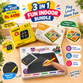 3 in 1 Fun Indoor Bundle — Magnetic Doodle Board, Electronic Tic Tac Toe & Portable Ludo