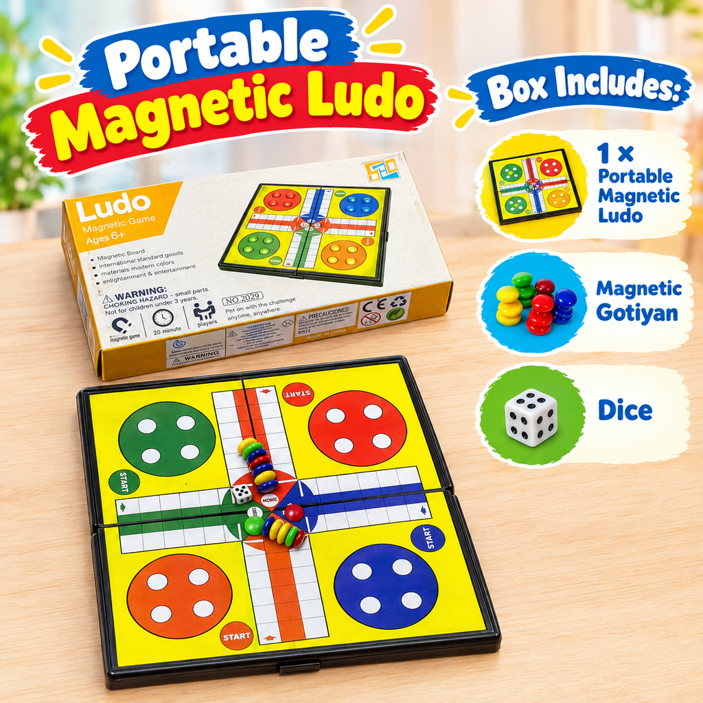 3 in 1 Fun Indoor Bundle — Magnetic Doodle Board, Electronic Tic Tac Toe & Portable Ludo