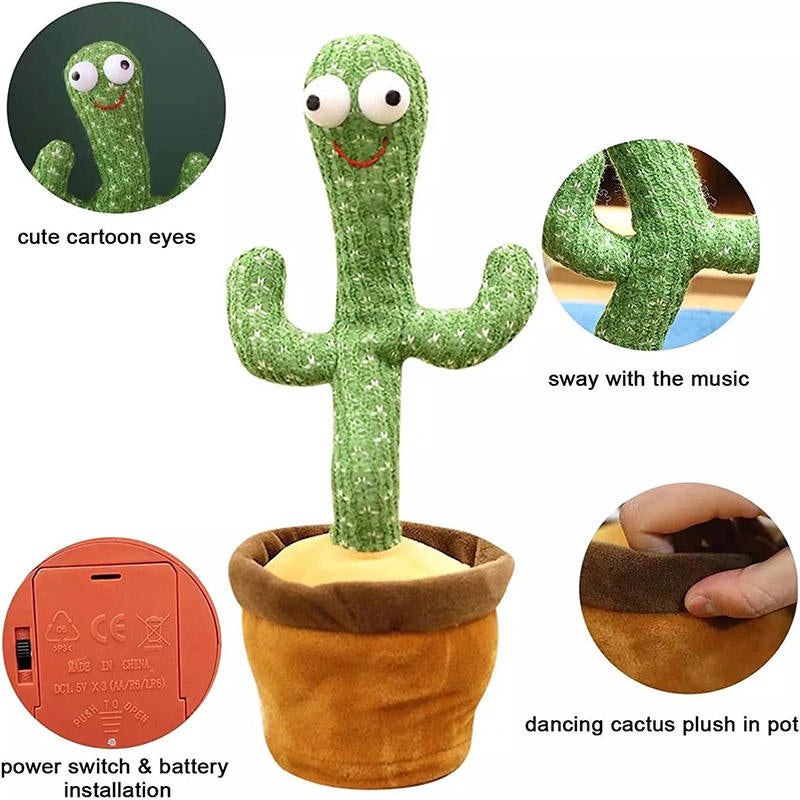 Dancing Talking Cactus — soft plush body close up