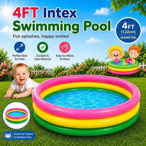 Inflatable swimming pool for kids 4 FT, 3-ring family pool