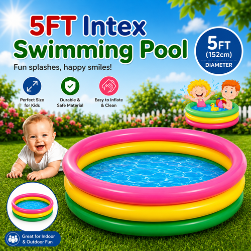 Inflatable swimming pool for kids 5 FT, large 3-ring family pool