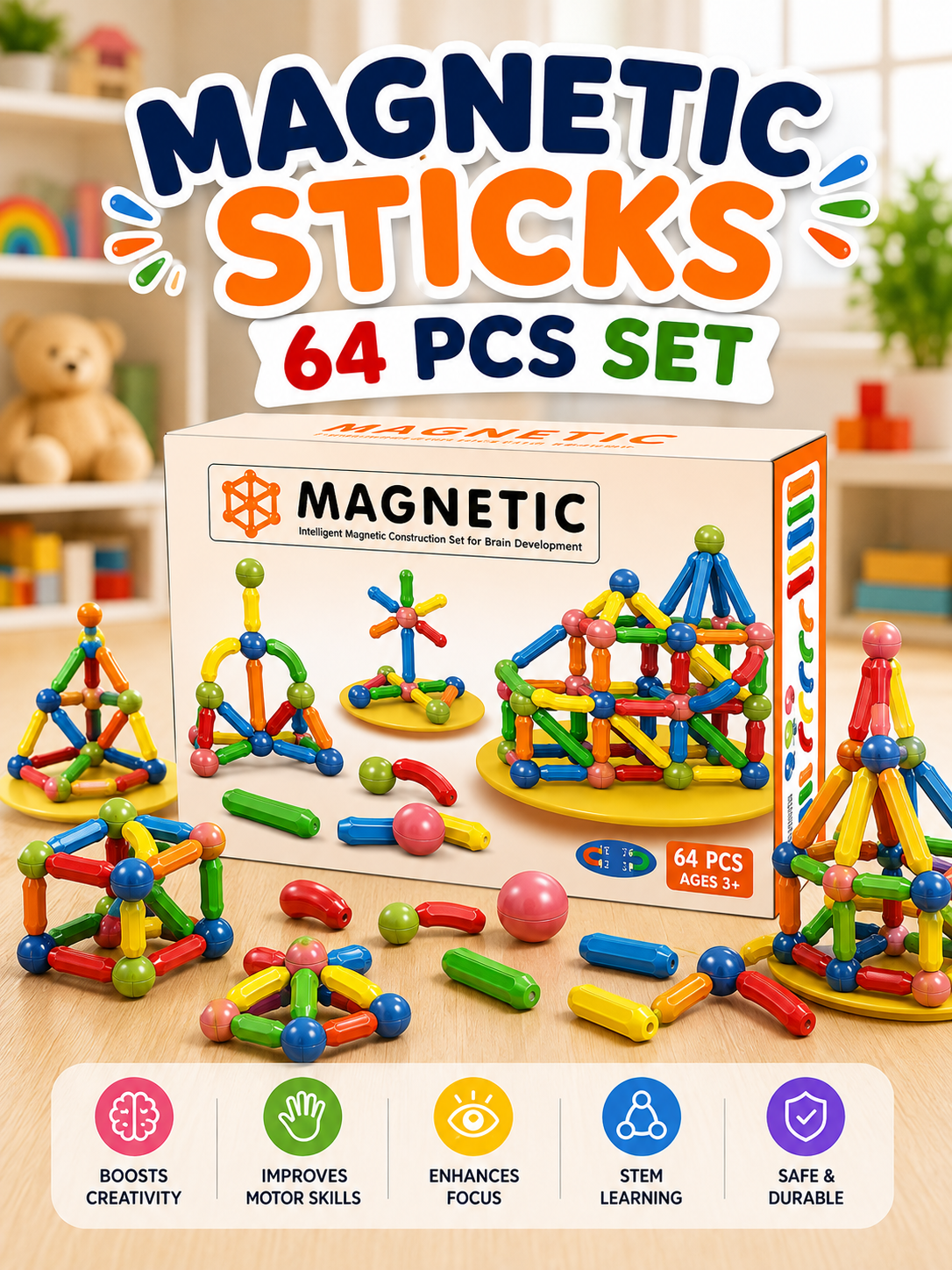 Magnetic Building Blocks — pieces and shapes included