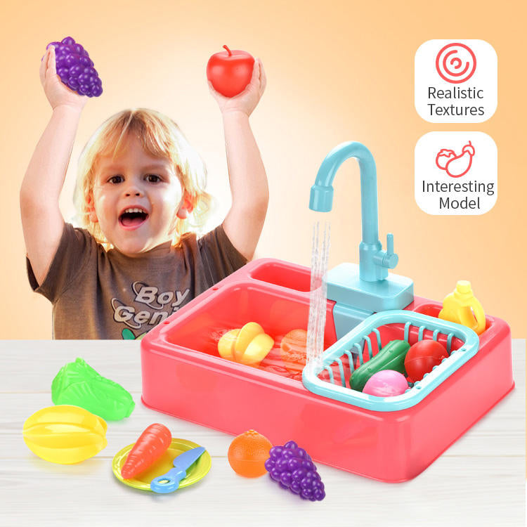 Kids Kitchen Sink Play Set — all 20 pieces included