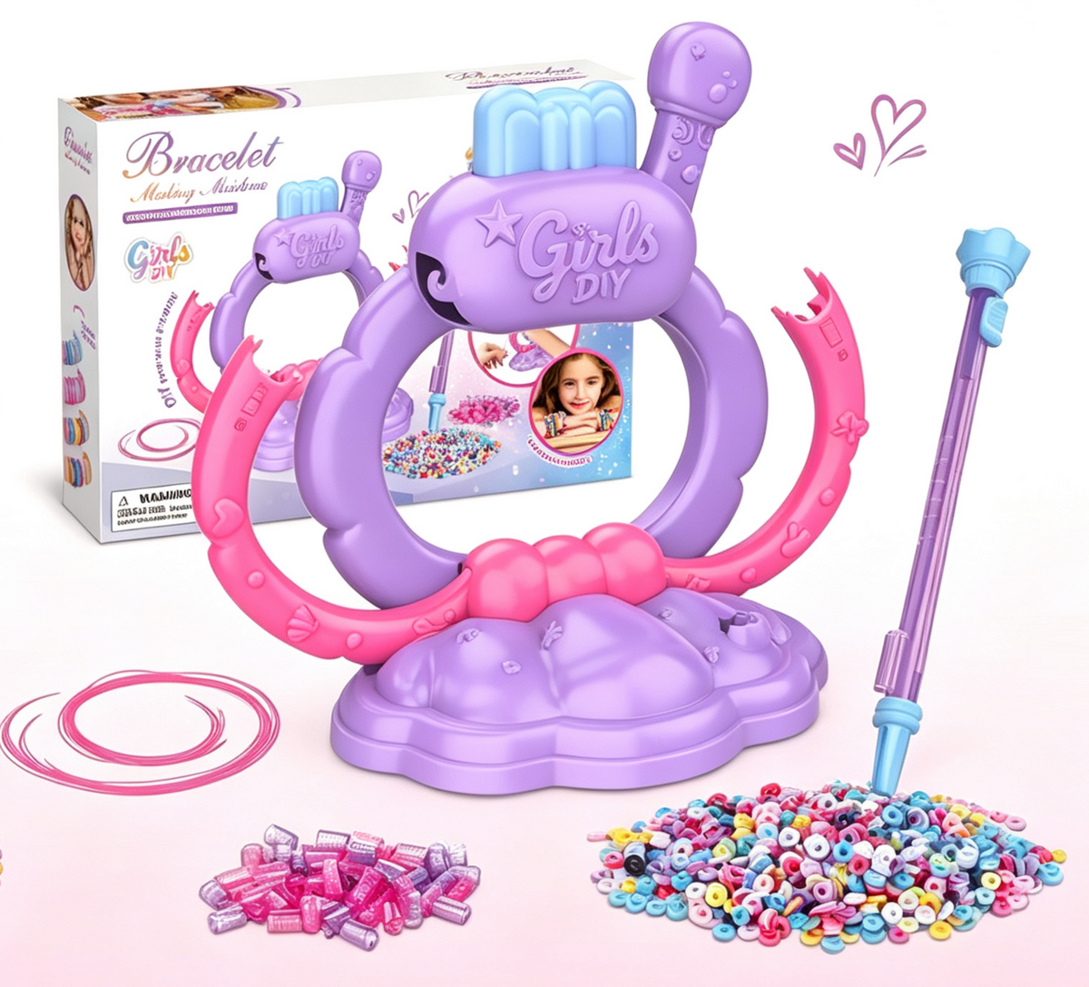 DIY Bracelet Maker Machine Kit for Kids — Bead Spinner with 1220 Beads & 17 Strings