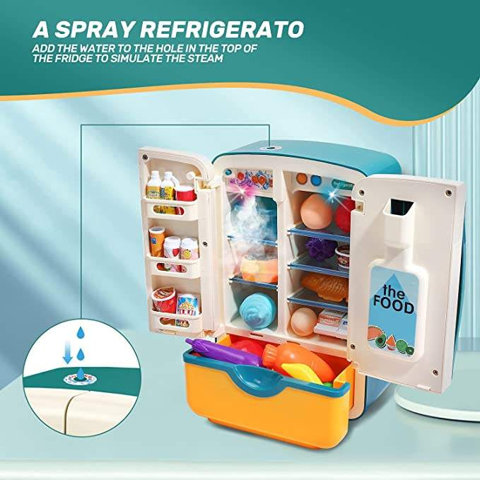 Kids Refrigerator Toy — working ice dispenser close up
