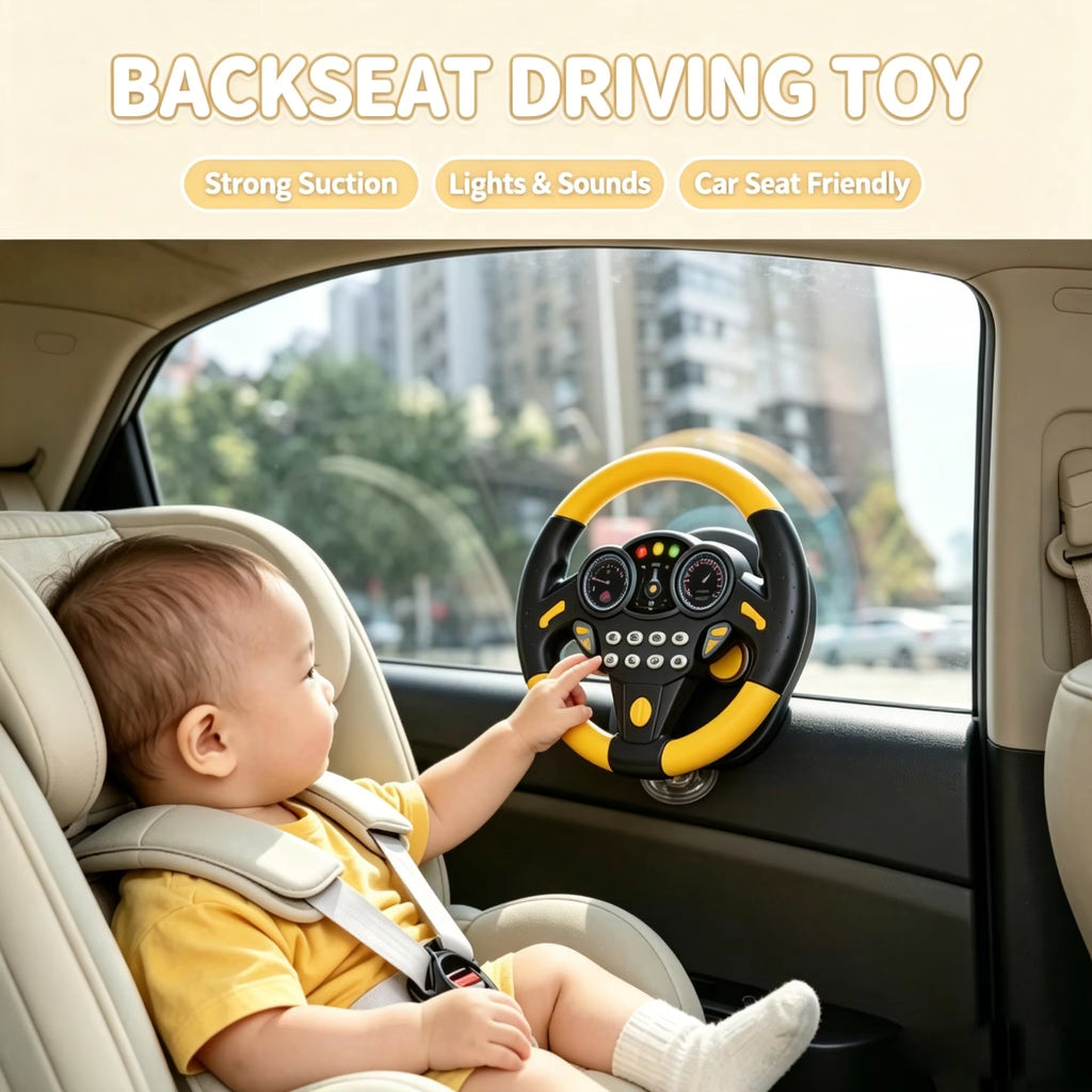 Kids Driving Steering Wheel Toy — full set with accessories