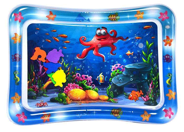 Baby Water Tummy Time Mat — folded flat for storage