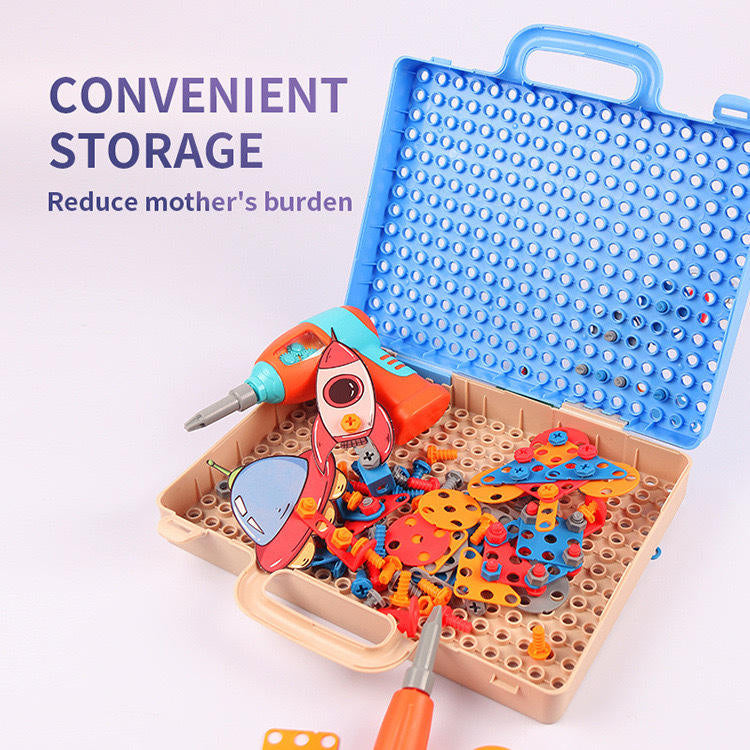 3D Drill and Screw Tool Box — child building a space model
