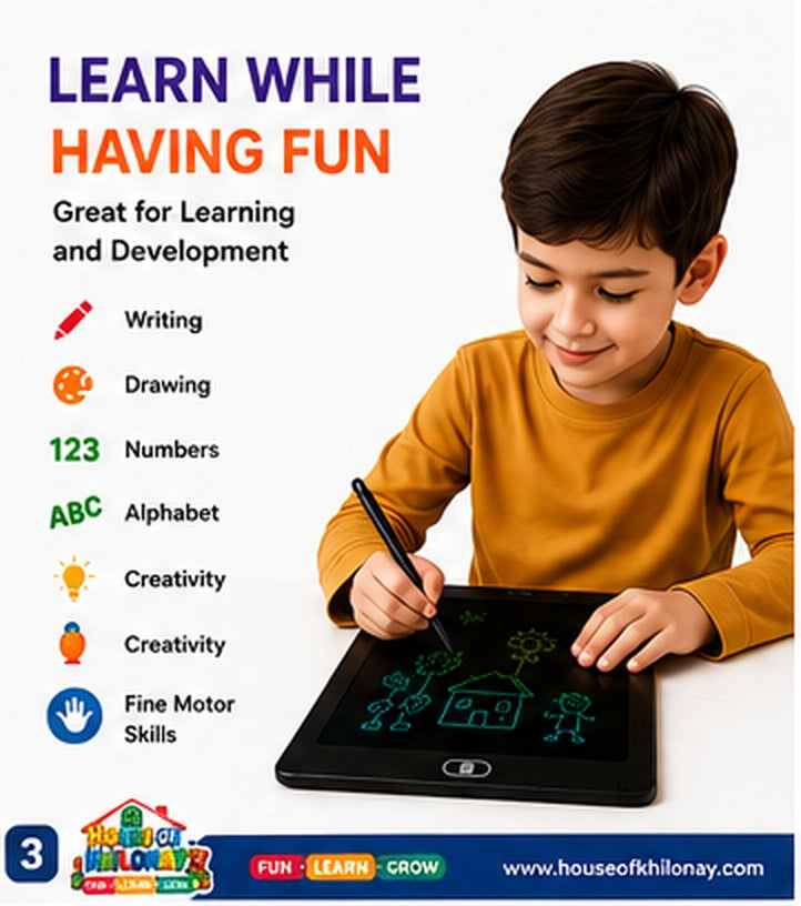 LCD Writing Tablet 10 inch for Kids — close-up of screen and stylus
