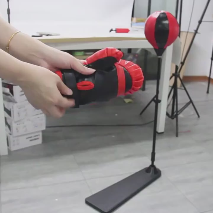 Kids Boxing Stand with Gloves & Pump — Height-Adjustable Punching Bag Set