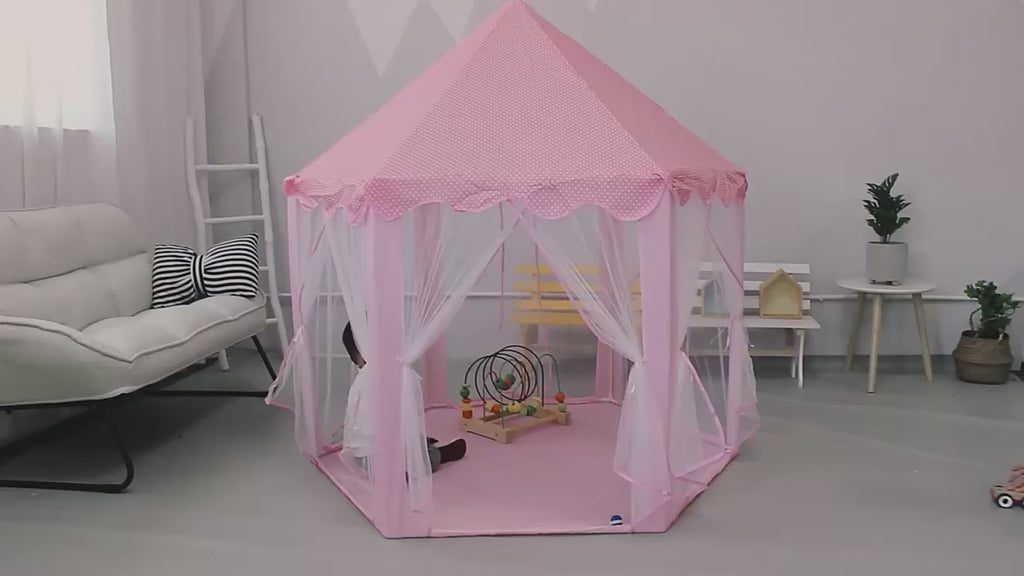 Princess Castle Play Tent House for Kids — Foldable Indoor & Outdoor Playhouse