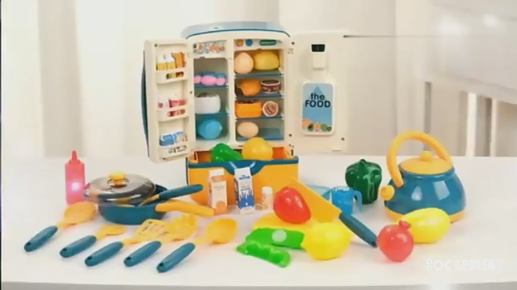 Kids Refrigerator Toy with Ice Dispenser — Pretend Play Fridge with Lights & Sounds