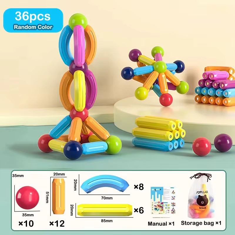 Magnetic Building Blocks — flat shapes laid on a table