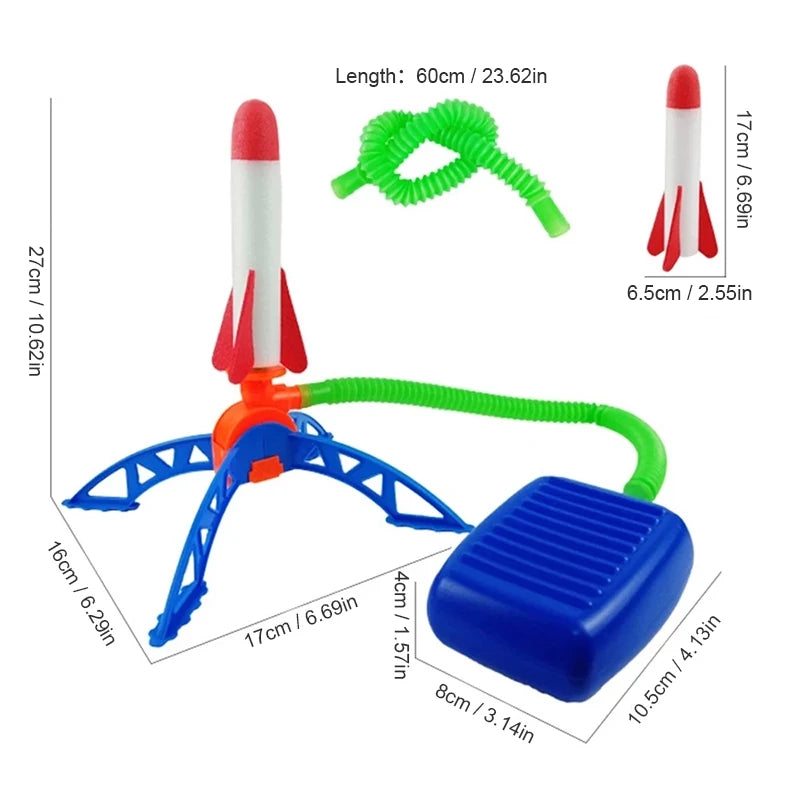 Stomp Rocket Launcher — rocket flying high in the air