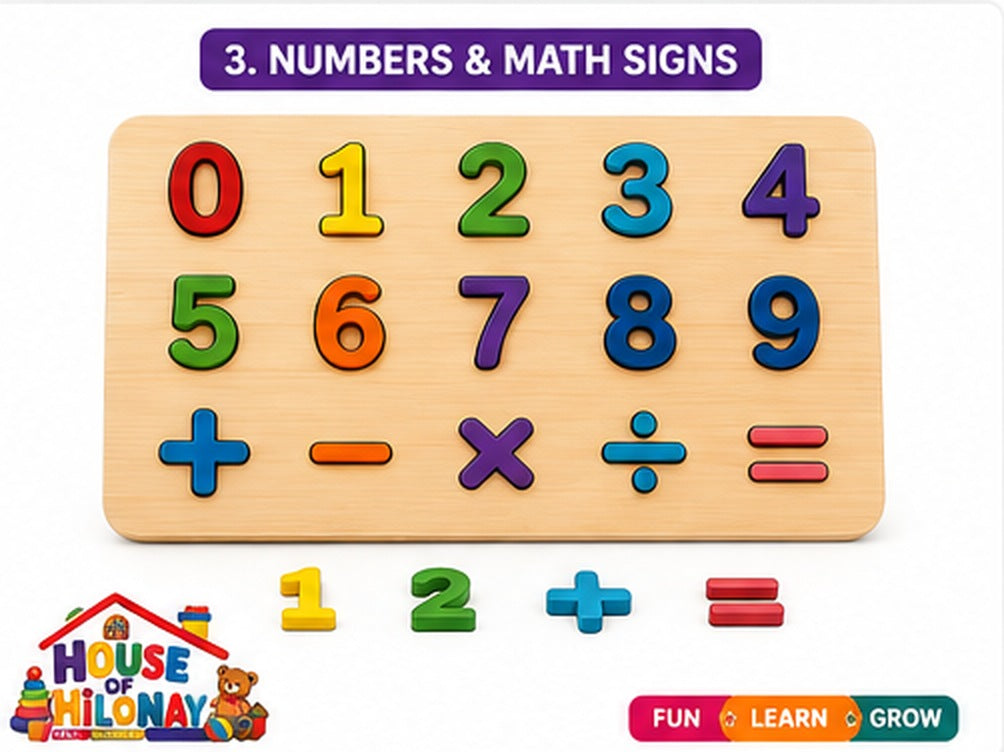 Wooden Knobbed Puzzle Board for Toddlers — numbers board