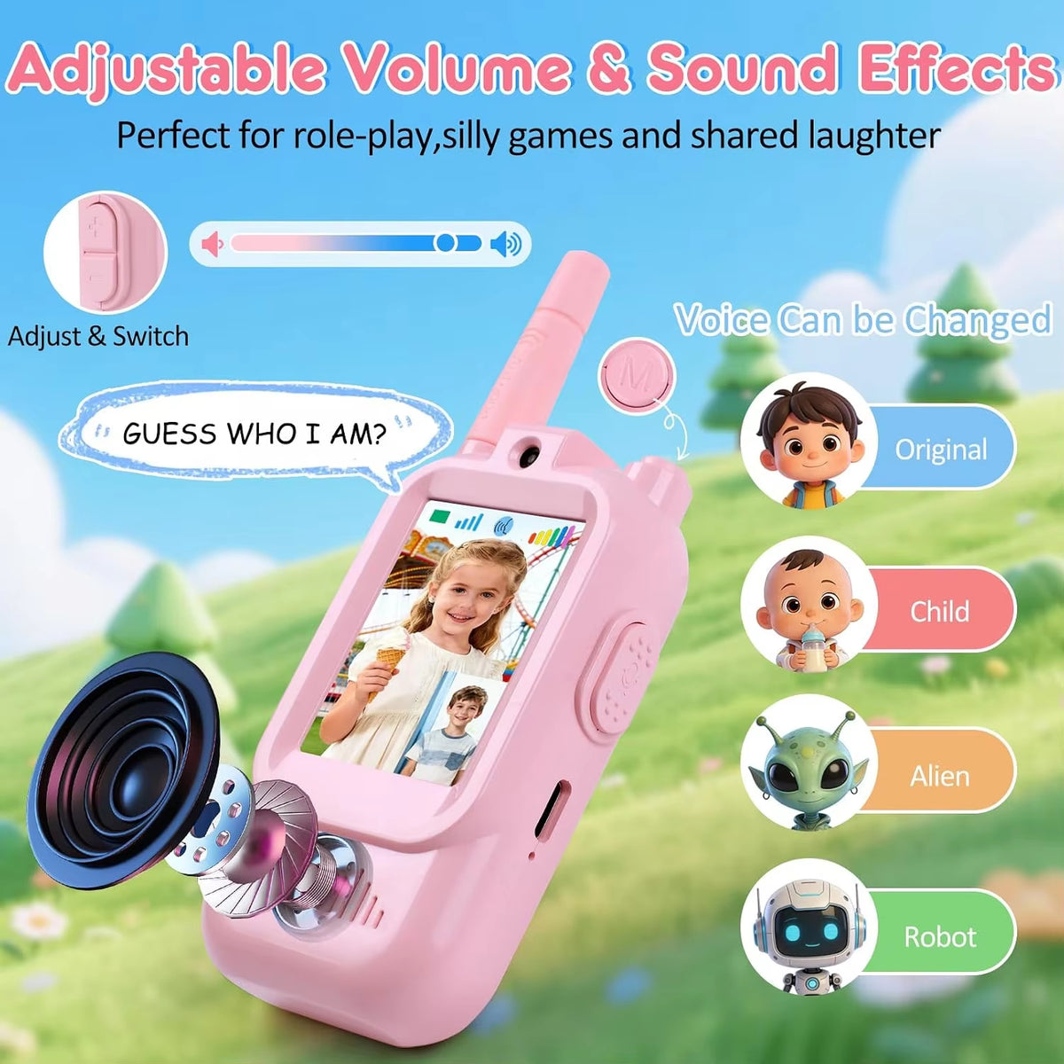 Kids Video Walkie Talkie 2 Pack — close-up of screen and camera