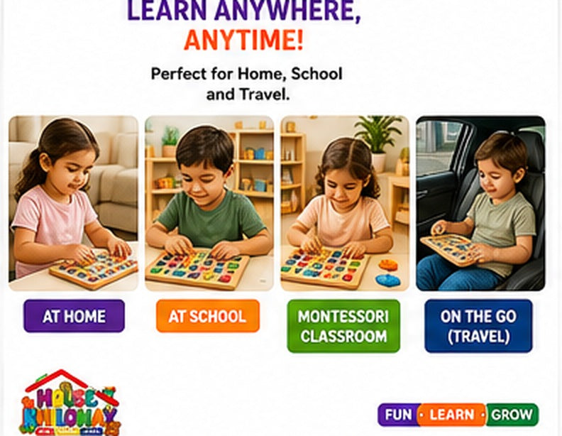 Wooden Knobbed Puzzle Board for Toddlers — child learning with the board